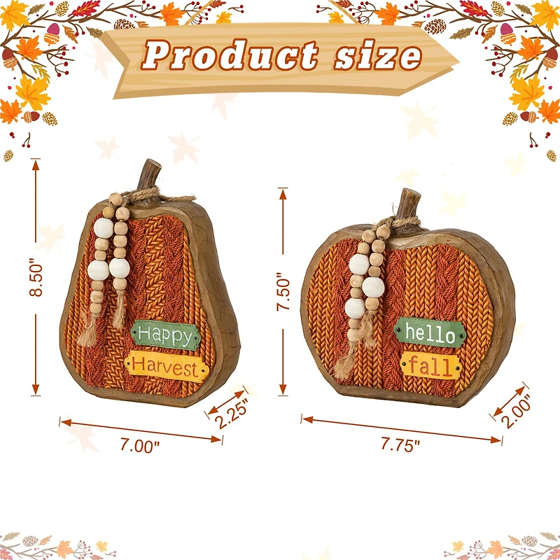 Glitzhome® Fall Faux Knitted Resin Pumpkin Set