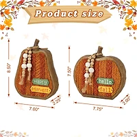 Glitzhome® Fall Faux Knitted Resin Pumpkin Set