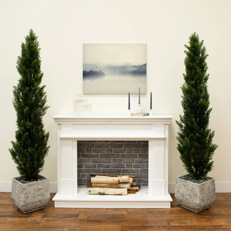 6ft. Potted UV Resistant Topiary Cedar Trees, 2ct.