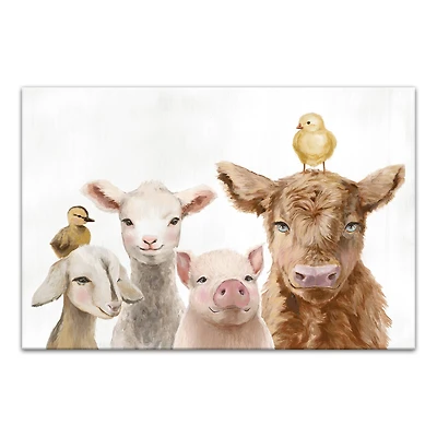 Baby Farm Animals 24" x 16" Canvas Wall Art