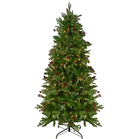 6.5ft. Pre-Lit Real Touch™️ Mixed Winter Berry Pine Artificial Christmas Tree, Clear Lights
