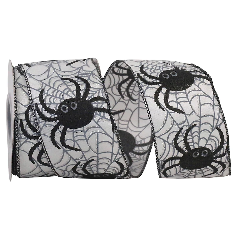 Reliant 2.5" x 10yd. Spider Web Glitter Halloween Wired Ribbon