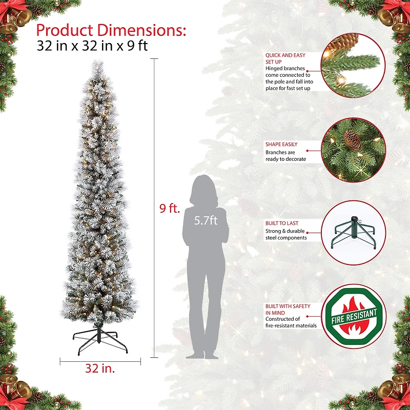 9ft. Pre-Lit Portland Pine Artificial Christmas Tree, Clear Lights