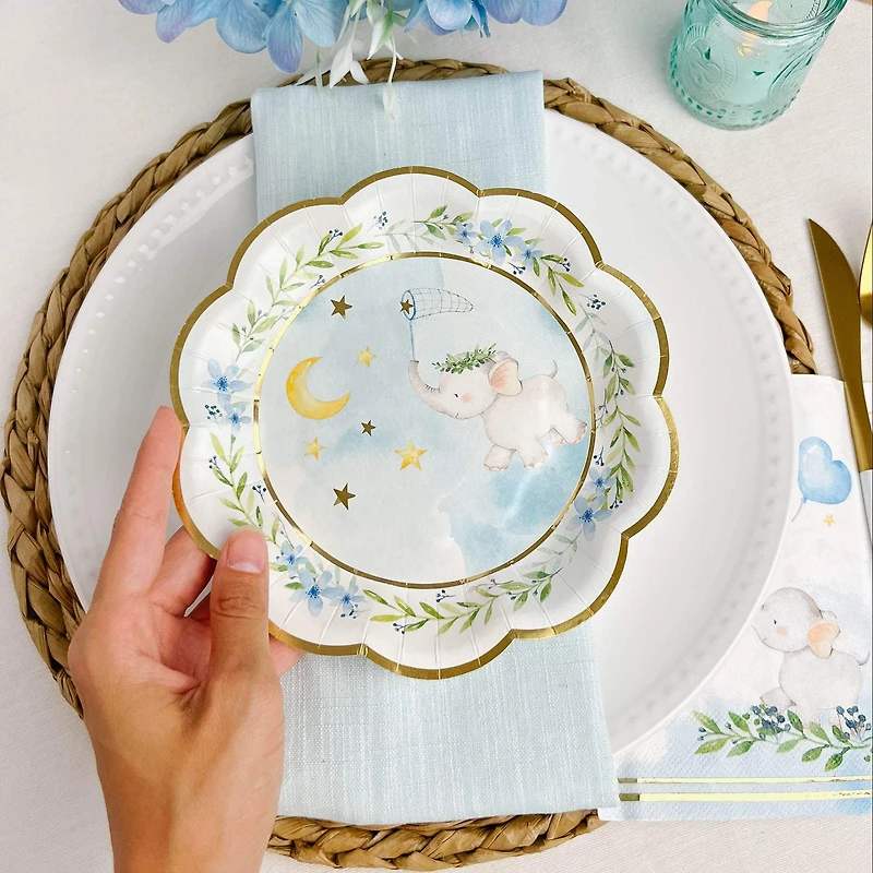 Kate Aspen® 7" Blue Elephant Baby Shower Premium Paper Plates, 16ct.