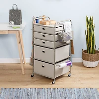 Honey Can Do Taupe Wrapping Paper Storage Cart with Wheels