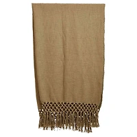 Hello Honey® Olive Woven Cotton Throw Blanket with Crochet & Fringe