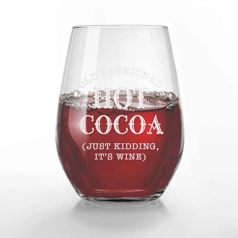 15oz. Old Fashioned Hot Cocoa Engraved Stemless Wine Glass
