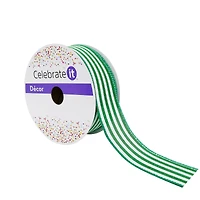 1.5" x 30ft. Stripe Faux Linen Wired Ribbon by Celebrate It™ Décor