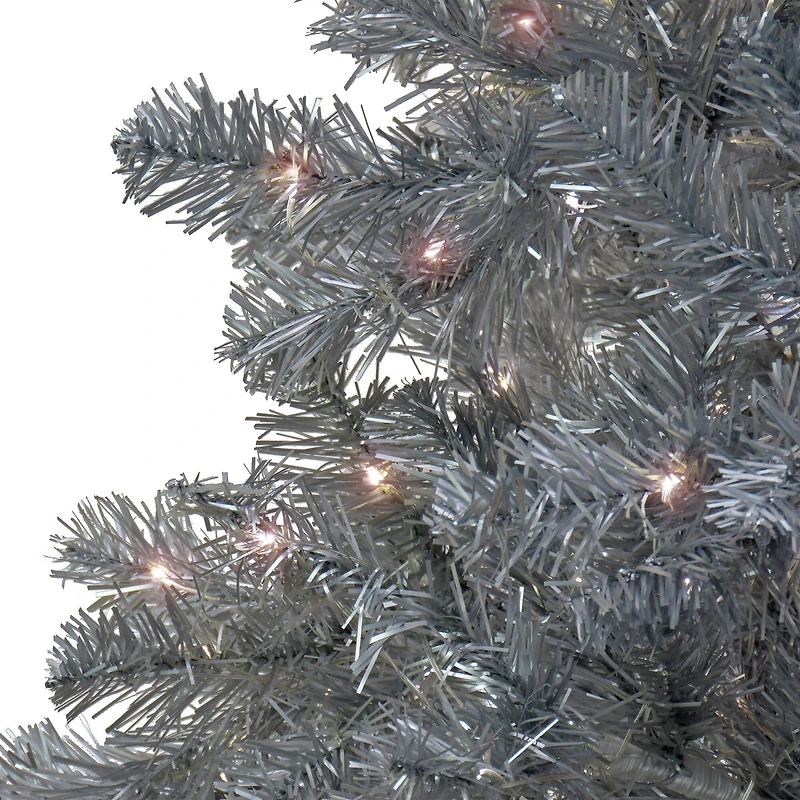10ft. Pre-Lit Matte Silver Metallic Evergreen Artificial Christmas Tree