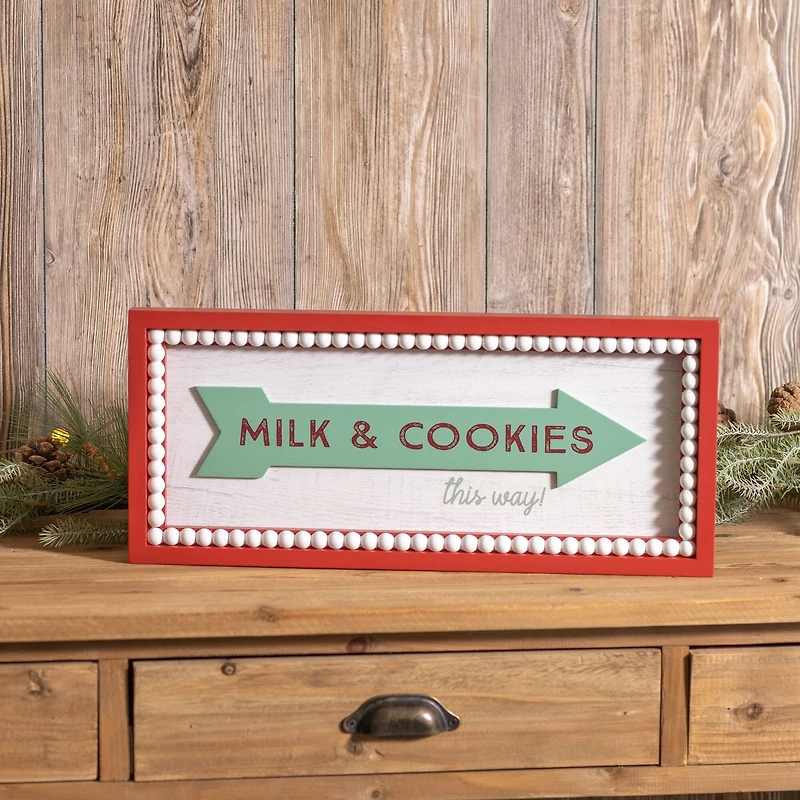 19.5" Framed Milk & Cookies Wall Sign