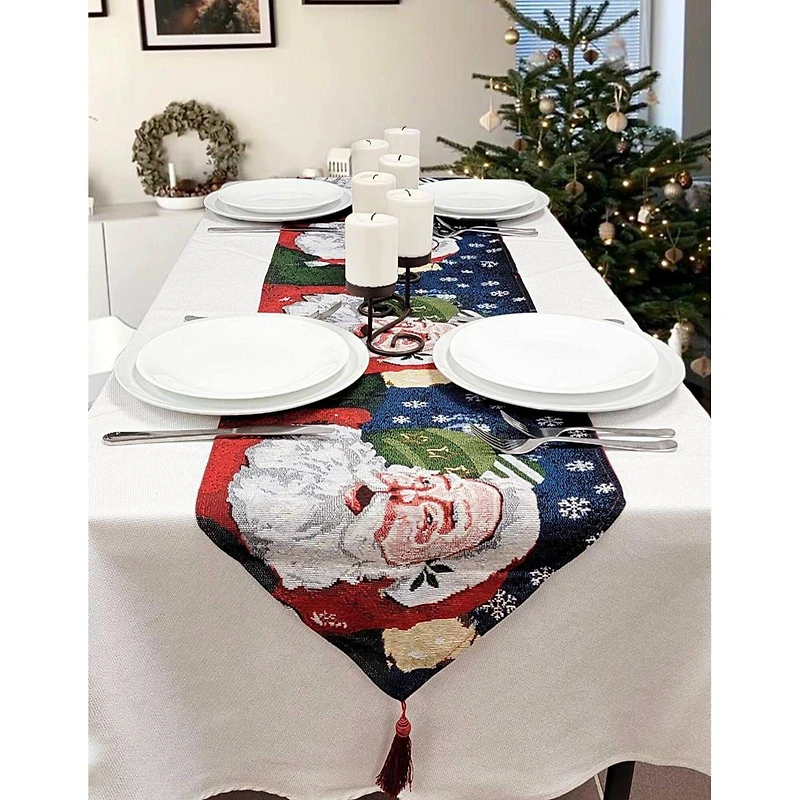 Wizardi 13.75" x 67" Santa Claus Christmas Table Runner