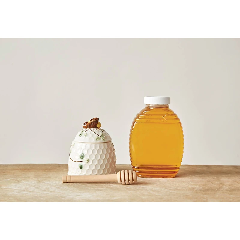 Hello Honey® Stoneware Bee Honey Jar with Lid & Dipper Set