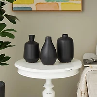 Black Ceramic Minimalistic Vase Set