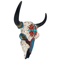 Design Toscano 10.5" Mystic Plains Warrior Faux Gem Encrusted Cow Skull Wall Sculpture