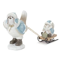 Winter Bird with Sled Figurine Set