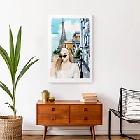 Sketch Girl Paris Street Canvas Wall Art
