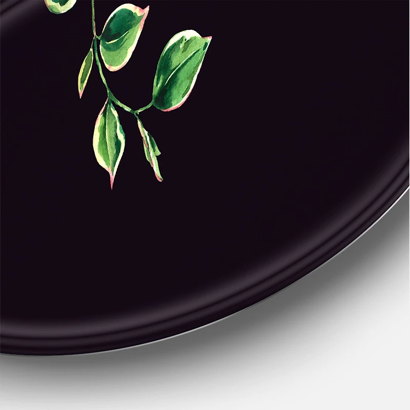 Designart - Floral Tropical Leaves Om Black