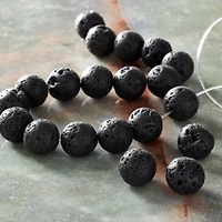9 Pack:  Black Lava Quartz Round Beads, 10mm by Bead Landing™