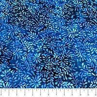 Feldman Batik Navy Royal Stamp Clover Petal Cotton Fabric