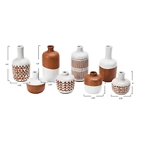 Hello Honey® Mixed Pattern Brown & White Stoneware Vase Set