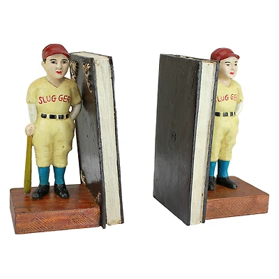8" Batter Up! Vintage Baseball Slugger Cast Iron Bookend Set