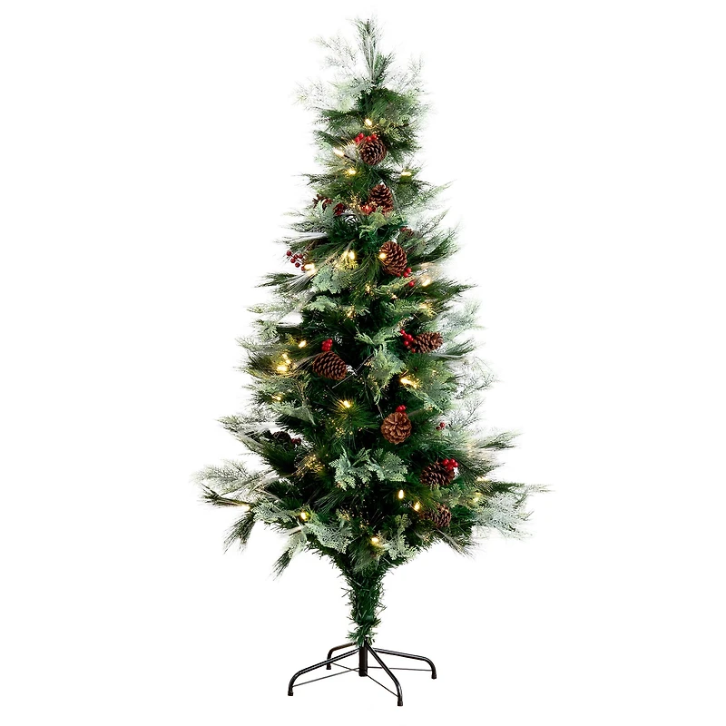6ft. Fiber Optic Warm White LED Lights Artificial Christmas Tree
