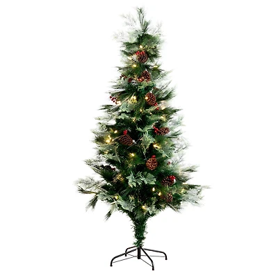 6ft. Fiber Optic Warm White LED Lights Artificial Christmas Tree
