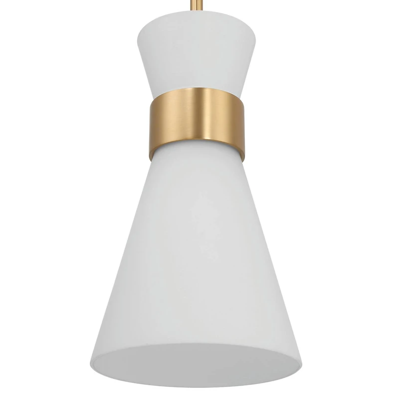Hello Honey® Kit White & Gold Modern Minimalist Tapered Opal Glass & Metal Ceiling Light