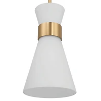 Hello Honey® Kit White & Gold Modern Minimalist Tapered Opal Glass & Metal Ceiling Light