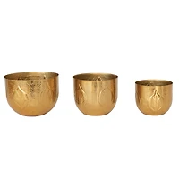Hello Honey® Antique Gold Debossed Metal Planter Set