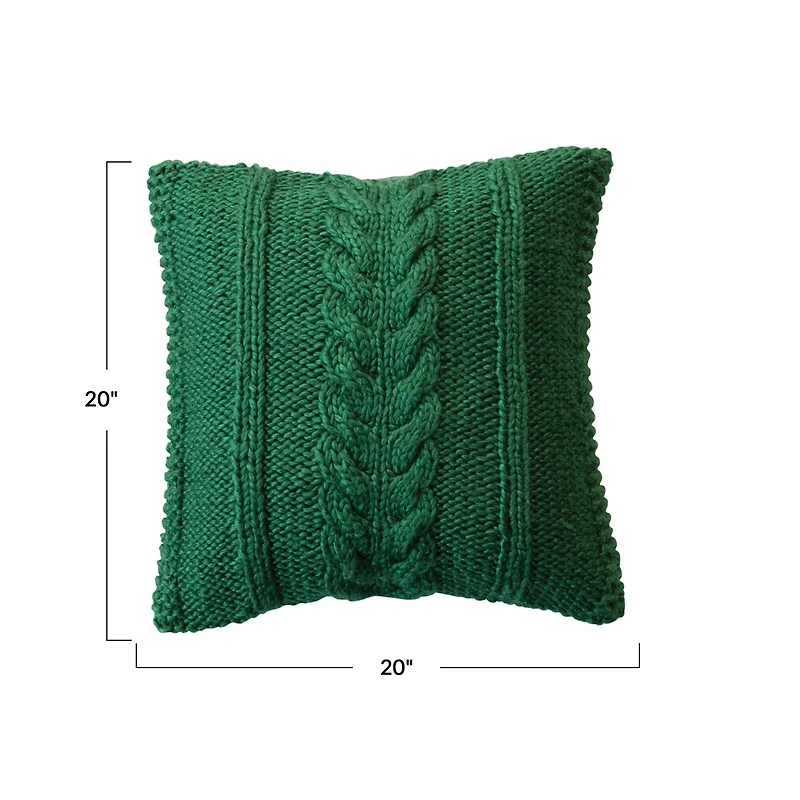Hello Honey® 20" Green Cable Knit Accent Pillow