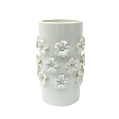 7" White Ceramic Flowers Vase by Ashland®
