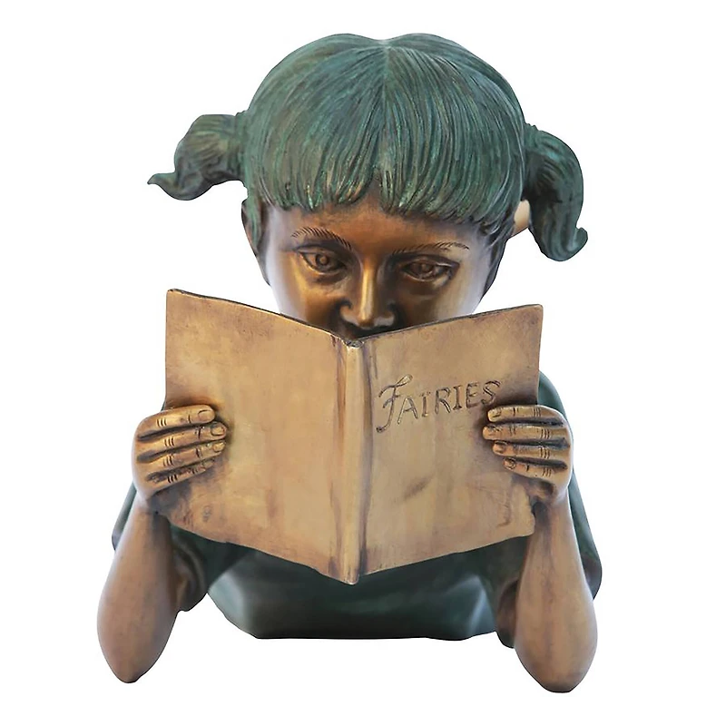 Design Toscano 17" Bookworm Girl Garden Reader Bronze Statue