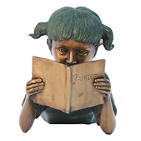 Design Toscano 17" Bookworm Girl Garden Reader Bronze Statue