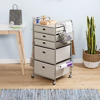 Honey Can Do Taupe Wrapping Paper Storage Cart with Wheels