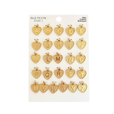 Blue Moon Studio™ Gold-Colored Heart Alphabet Charm Set