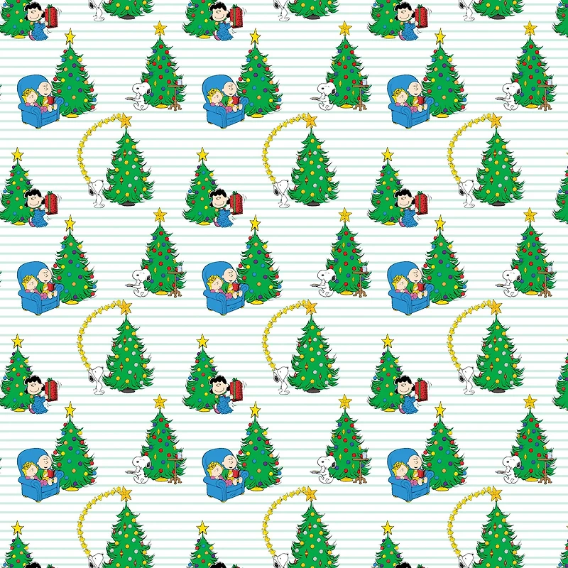Peanuts® Christmas Tree Pin Stripe Cotton Fabric