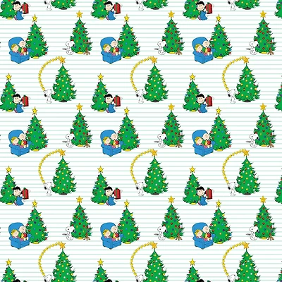 Peanuts® Christmas Tree Pin Stripe Cotton Fabric