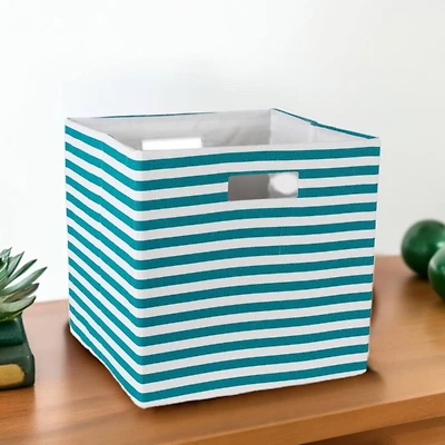 DII® Square Teal Pinstripe Polyester Cube