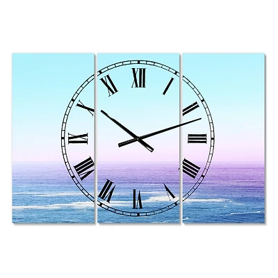 Designart Ocean View Nautical & Coastal 3 panel Large Wall Clock