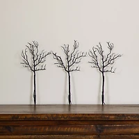14in. Pre-Lit Artificial Halloween Black Twig Branches with 45 Orange LED Lights and Integrated Ground Stake - Set of 3