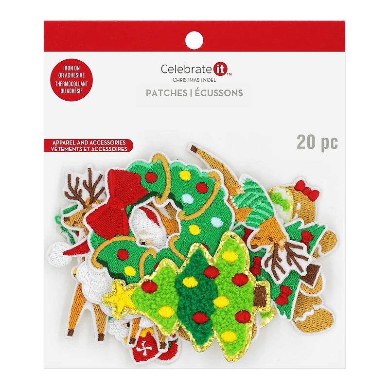 Christmas Glitter Icons 20 Piece Iron-On & Adhesive Patch Set by Celebrate It™