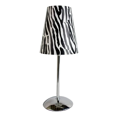 LimeLights 12.5" Silver Plastic Zebra Print Table Lamp 