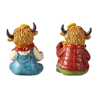 Glitzhome® 4.25" Fall Resin Highland Cow Table Decor Set