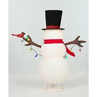 4ft. Pop-Up Fluffy Snowman Sculpture with String Lights