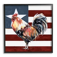 Stupell Industries Americana Rooster Single Star United States Flag Framed Giclee Art