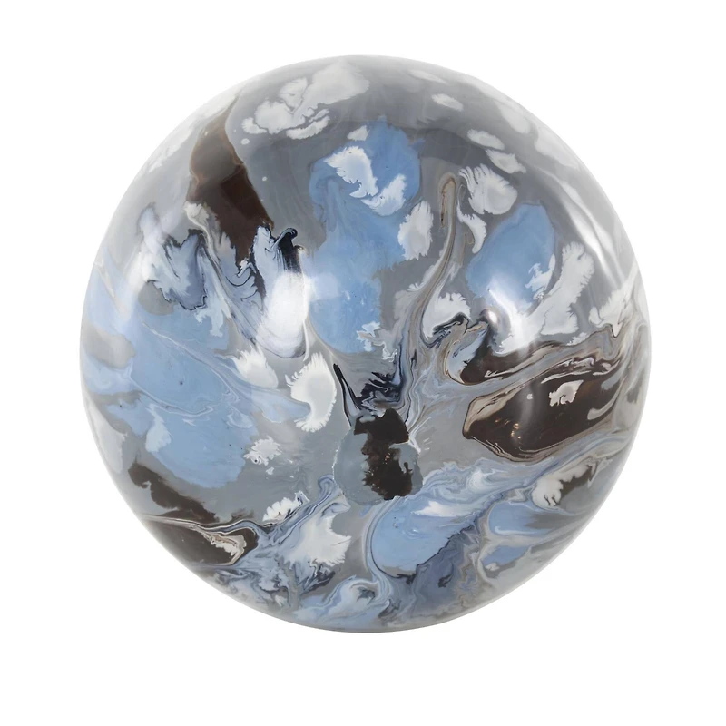 Blue, Brown & Cream Metal Abstract Swirl Orbs & Vase Filler Set