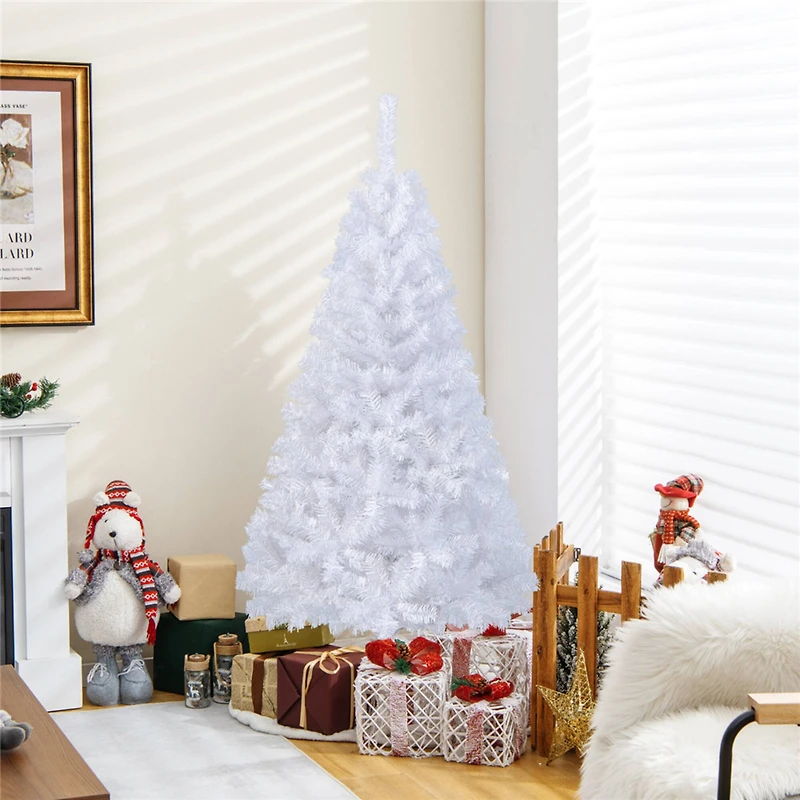 Costway 5ft. Unlit White Artificial Christmas Tree with Stand