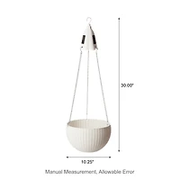 Glitzhome® 30" White Solar Lighted Hanging Plastic Basket Planters, 2ct.