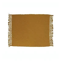 Hello Honey® Mustard Yellow Woven Cotton Throw with Crochet Fringe